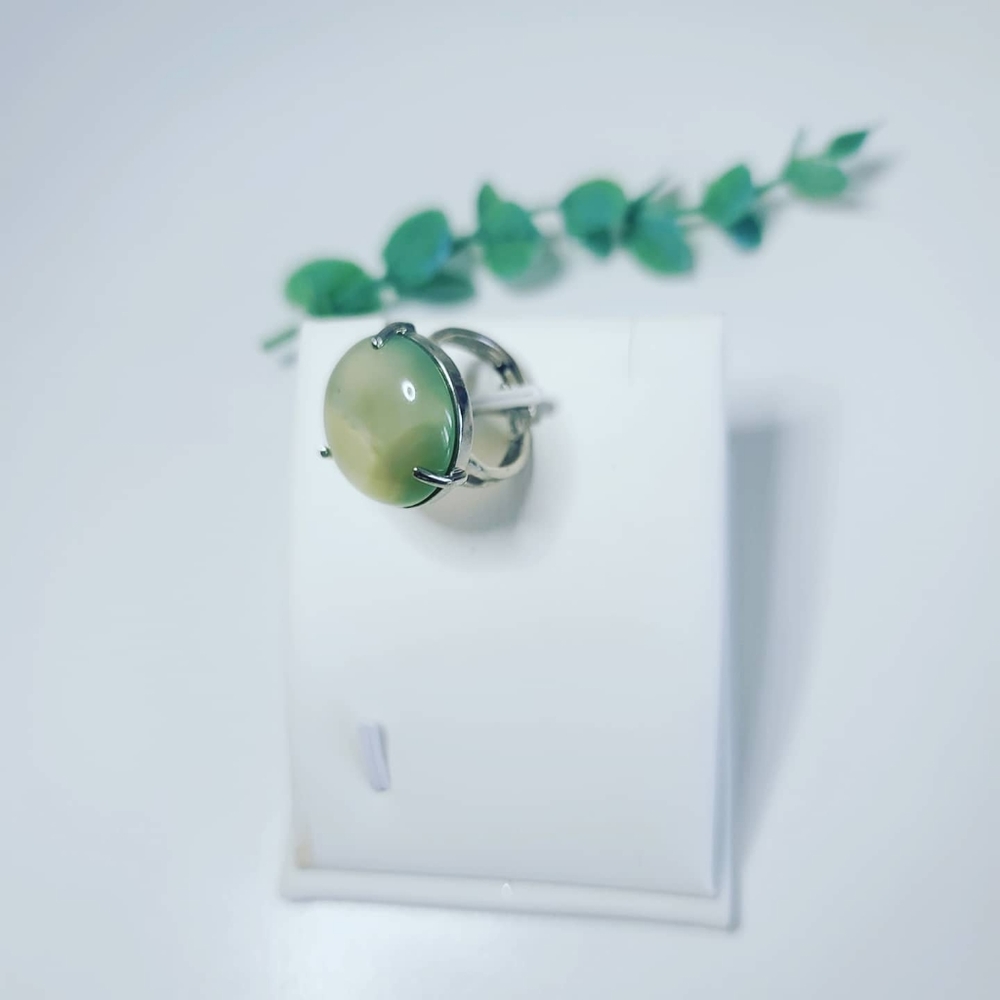 Green Agate Ring/ size adjustable